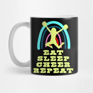 Eat Sleep Cheer Repeat with Boho Rainbow Mug